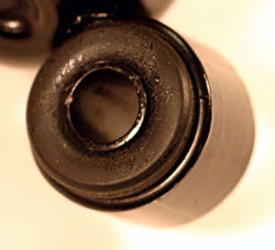 photo 3: the bushings in the shock’s eye can have a big influence on ride.
