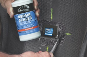 apply repair sealer on the overbuff area, and over the edge of the repair unit.
