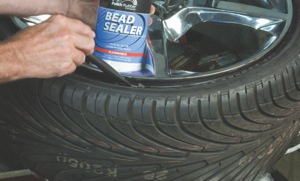 apply bead sealer to the bead of the tire before inflation to help prevent air loss around the bead. (not necessary for truck tires.)