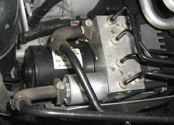 a view of the hydraulic control unit (hcu) on the electro-hydraulic brake (ehb) system.