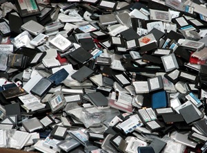 Discarded mobile phone batteries. Photo courtesy of Cadex.