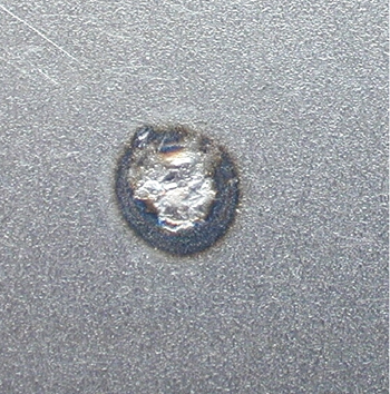 electrode tips dirty: unclean spot weld surface.