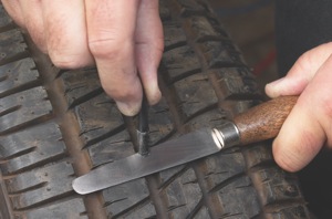After inflating, cut the plug stem flush with the outside tread area. The tire is now ready to be returned to service.