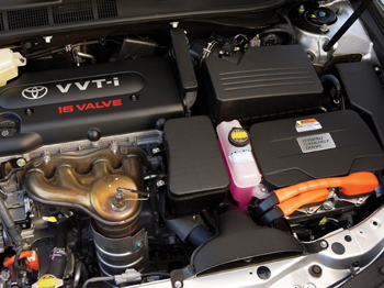 Toyota Camry gasoline-electric hybrid engine.