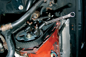 timing belt service requires ordinary hand tools as well as other job-specific tools and equipment.