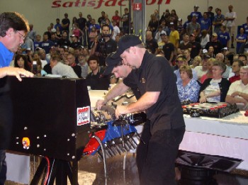 Pro Motor Engine's Dennis Borem and Darell Hoffman set a new record at the 2008 MAHLE Engine Builder Showdown. 