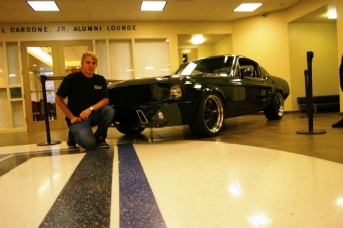 Sophomore Travis Huisman displayed his 1969 Mustang in the lobby of the Sloan Family Building for Aftermarket Studies. 